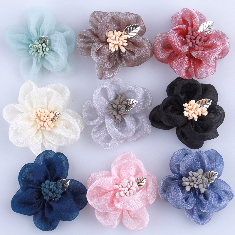 Floral Picks Wood - 4.5CM New Chic Silk Fabric Flowers