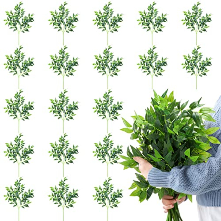 Ruscus Stem Faux - Pcs Artificial Italian Ruscus Greenery Stems