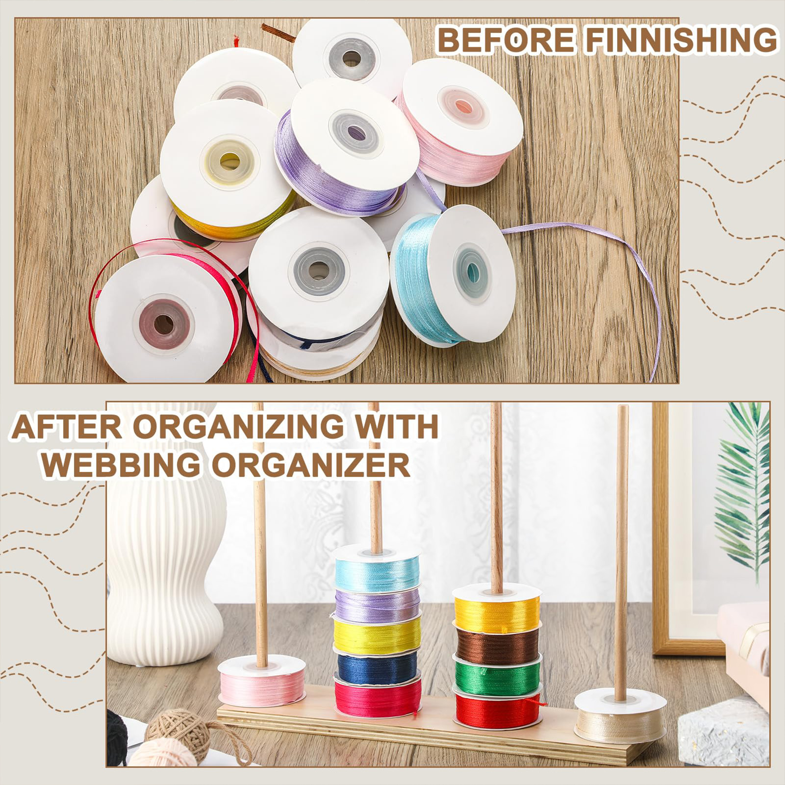 Wooden Ribbon Rack Storage Org - Florist Supply Ribbon 리뷰 및 가격