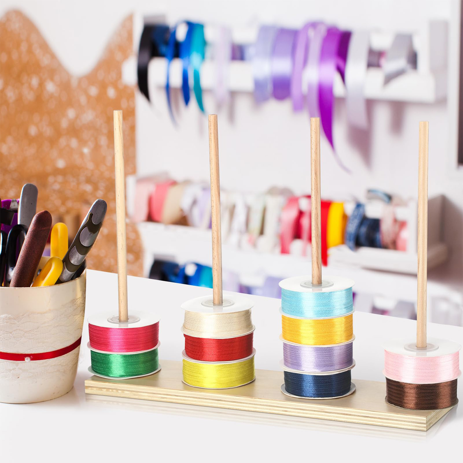 Wooden Ribbon Rack Storage Org - Florist Supply Ribbon 리뷰 및 가격