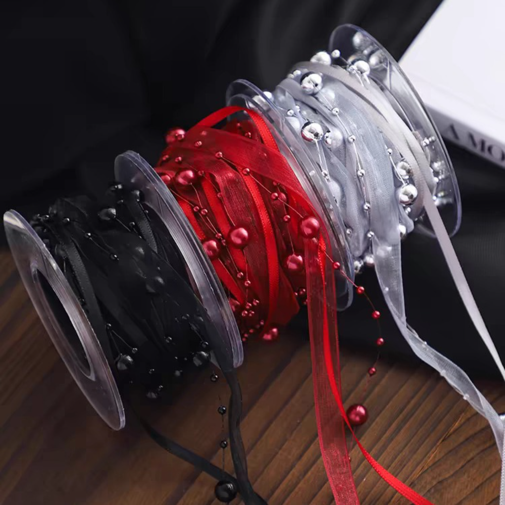 5Yards/Roll Bead Pearl Ribbon  - Florist Supply Ribbon 리뷰 및 가격
