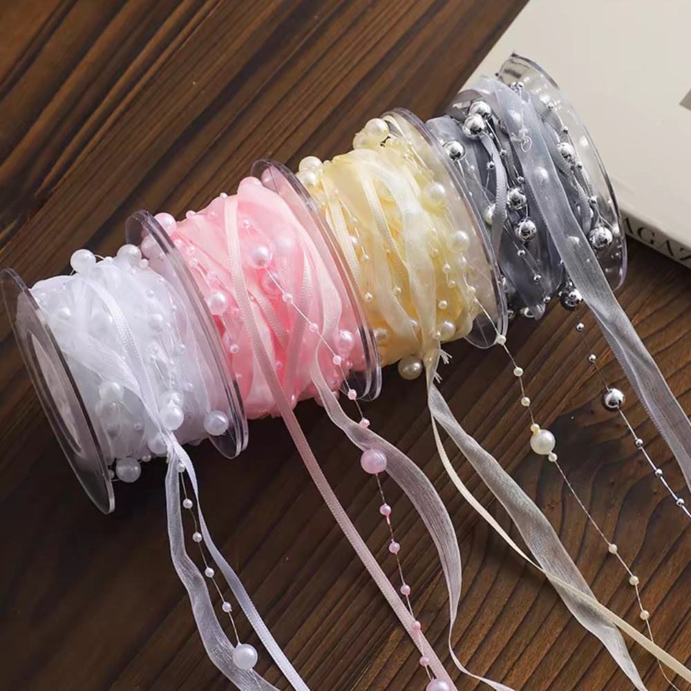5Yards/Roll Bead Pearl Ribbon  - Florist Supply Ribbon 리뷰 및 가격