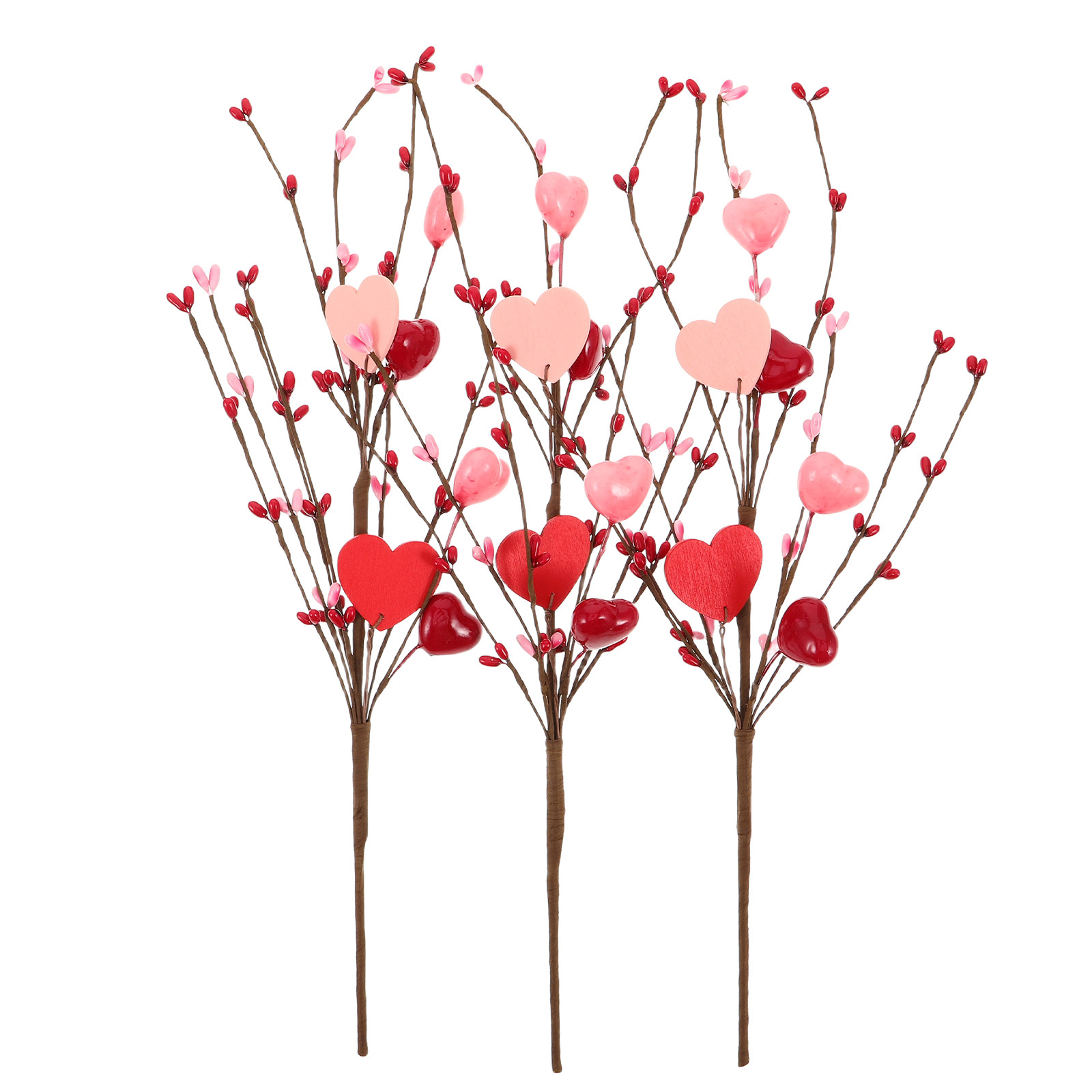 3Pcs Valentine's Day Heart Pic - Floral Picks Wood 리뷰 및 가격
