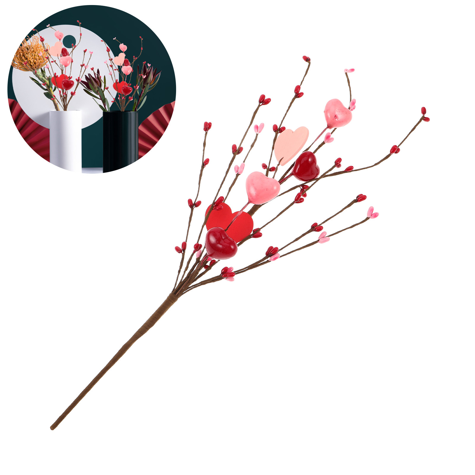 3Pcs Valentine's Day Heart Pic - Floral Picks Wood 리뷰 및 가격